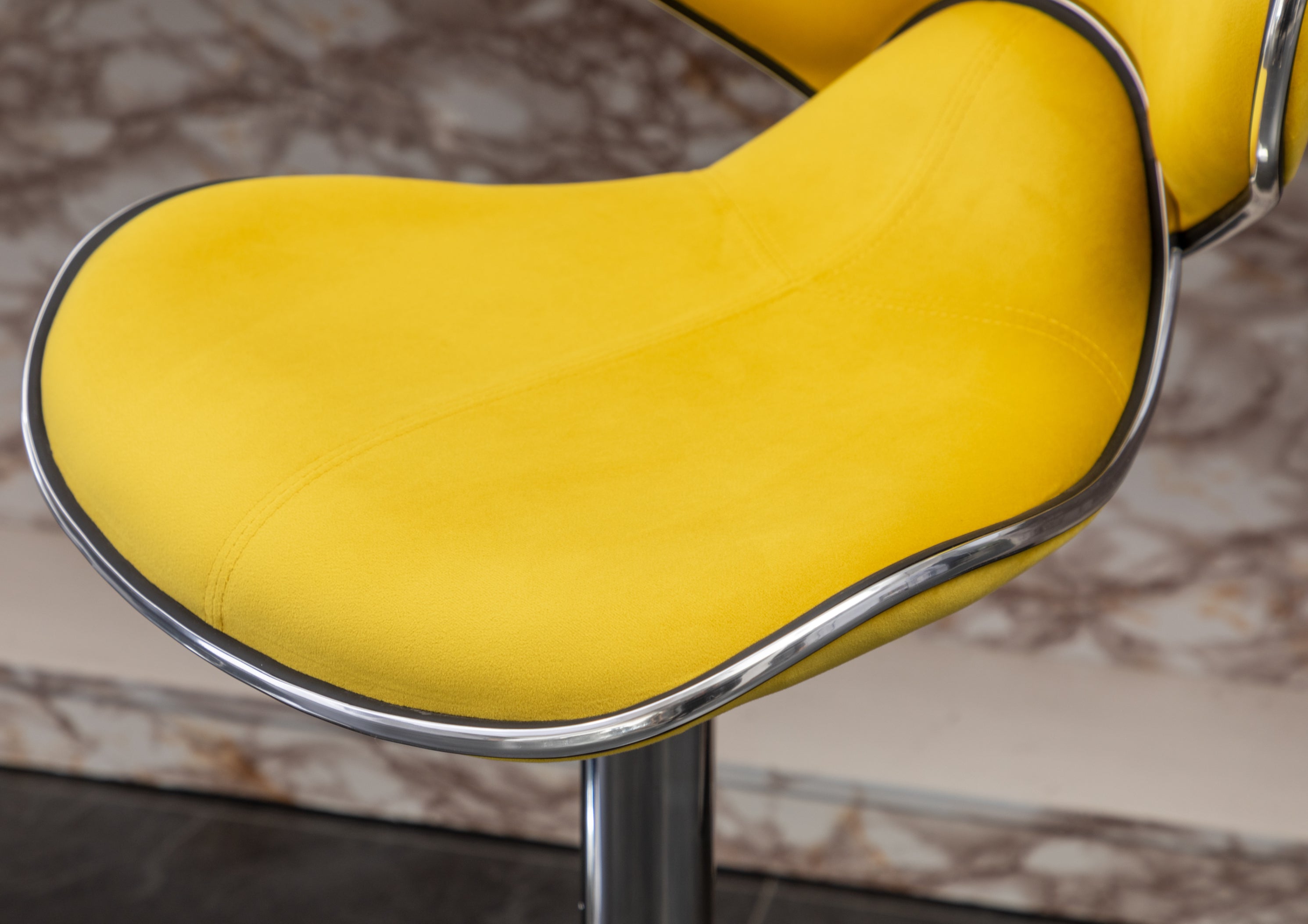 Roundhill Furniture Masaccio Velvet Upholstered Adjustable Swivel Bar Stool - Set of 2, Yellow - Perfect for Kitchen Islands, Home Bars & Breakfast Nooks