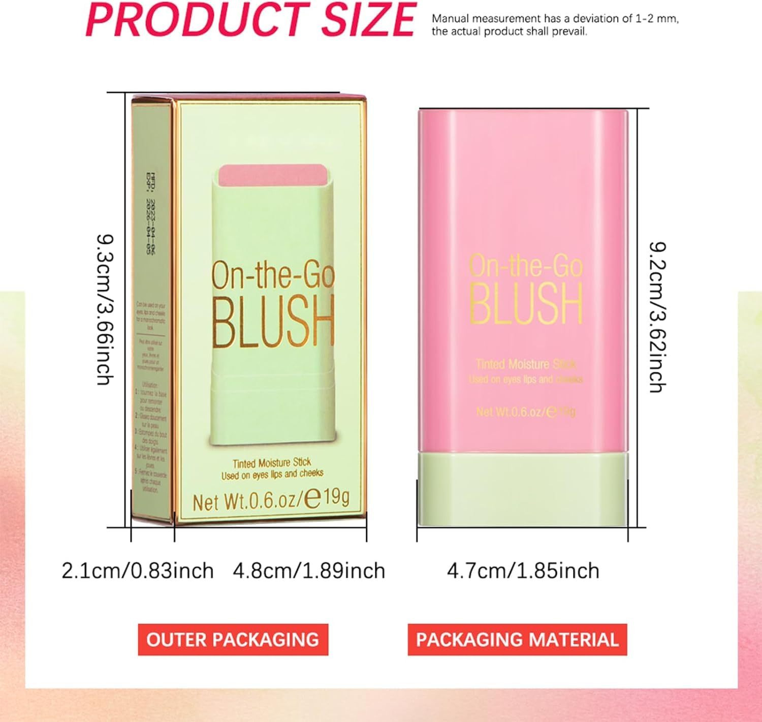 3-in-1 Blush Stick for Cheeks, Lips & Eyes | Natural Matte Cream Blush with Moisturizing Formula | Easy to Blend Cheek Tint for All Skin Tones (Shy Pink) | Perfect for Everyday Makeup & On-the-Go Touch Ups