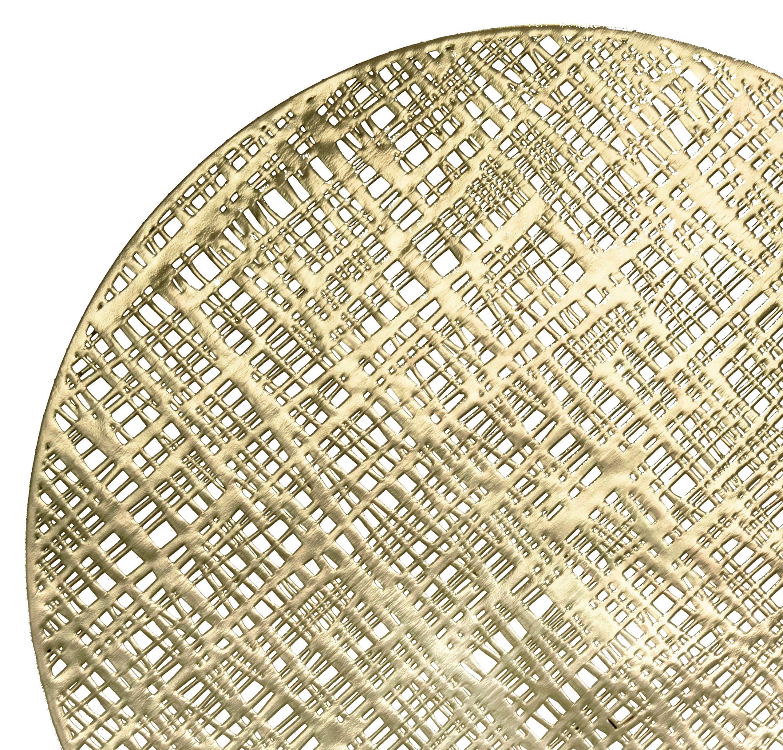 10-Piece Pressed Vinyl Metallic Round Placemats - Gold Linen Wedding Table Decor for Dining, Parties & Special Events