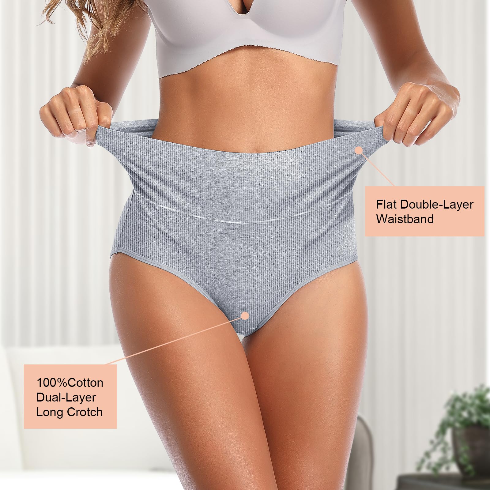 High Waisted Women's Underwear - Cotton Tummy Control Postpartum Panties - Full Coverage Comfortable Briefs for Everyday Wear, Maternity & Postpartum Recovery