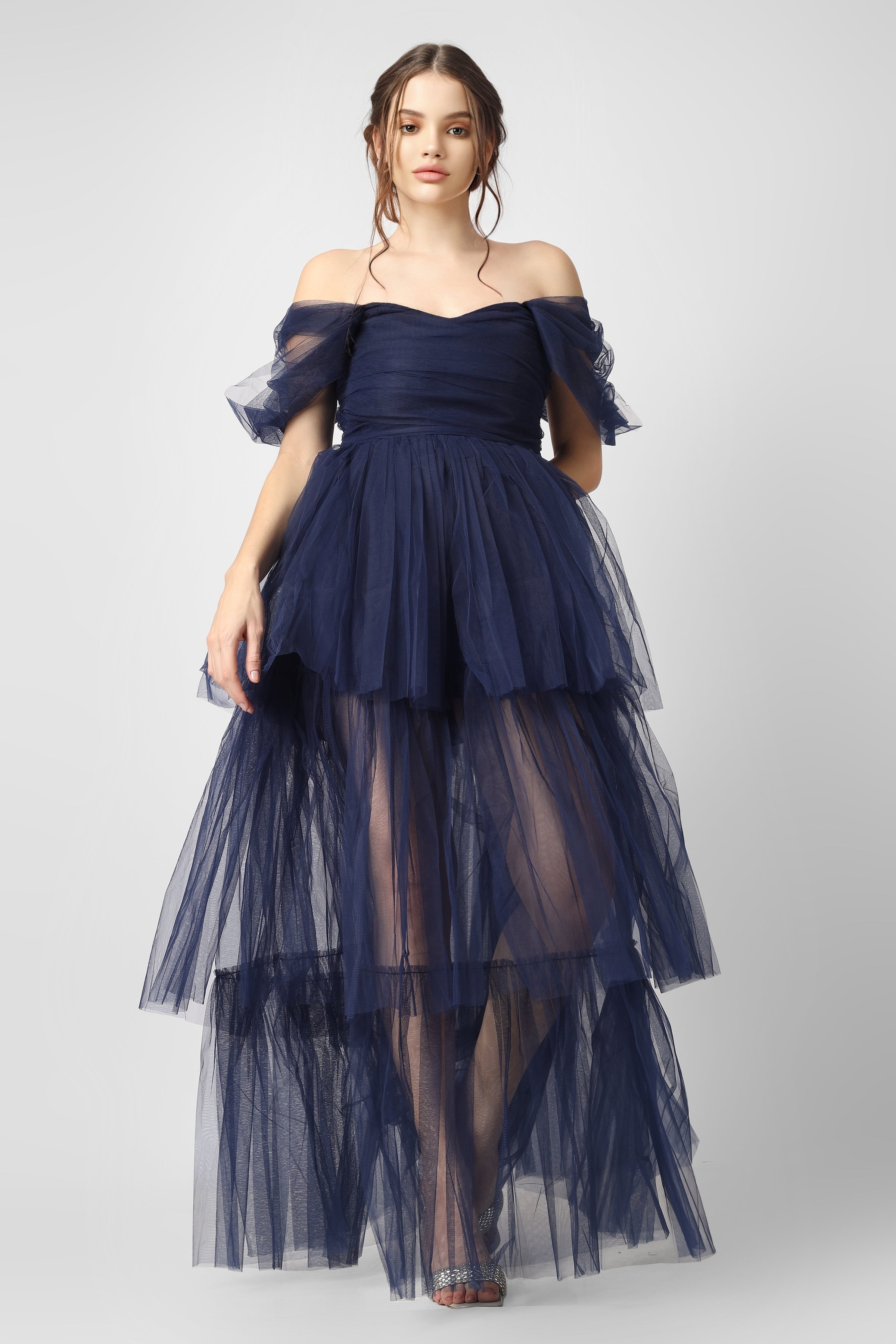 Sydney Galactic Cobalt Blue Tulle Maxi Dress for Women - Elegant Evening Gown for Prom, Wedding, Party & Special Occasions