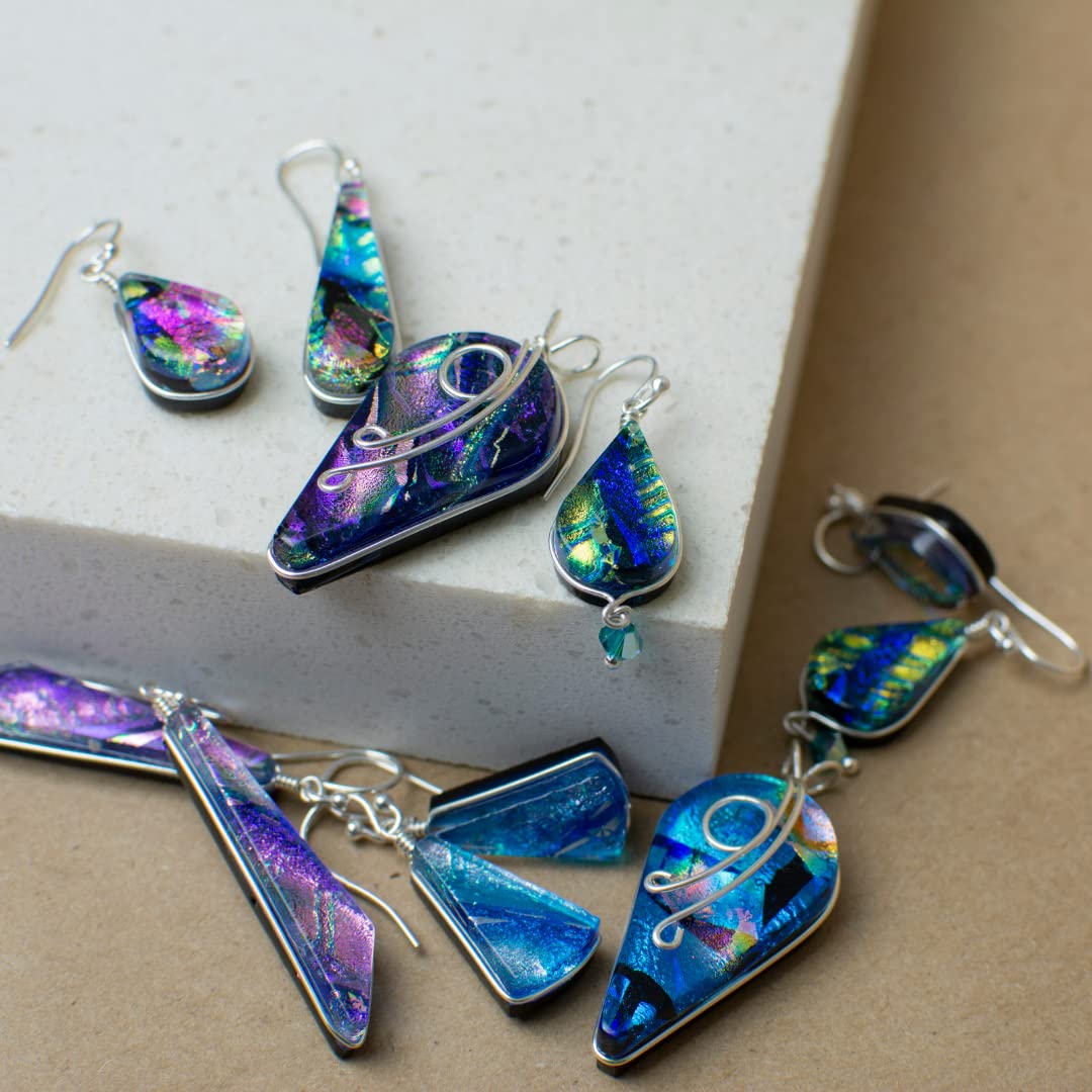 Rainbow Falls Earrings - Hypoallergenic Nickel-Free Dichroic Glass Dangle Earrings | Handmade in USA | Perfect for Weddings, Parties & Special Occasions