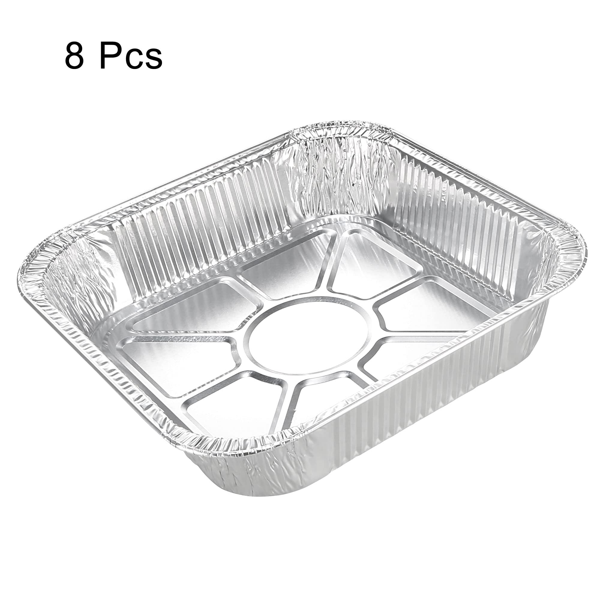 uxcell 8x8 Inch 46oz Aluminum Foil Pans - 8 Pack Disposable Baking Trays for Roasting, Cooking & Meal Prep | Perfect for Thanksgiving Turkey, Party Catering & BBQ