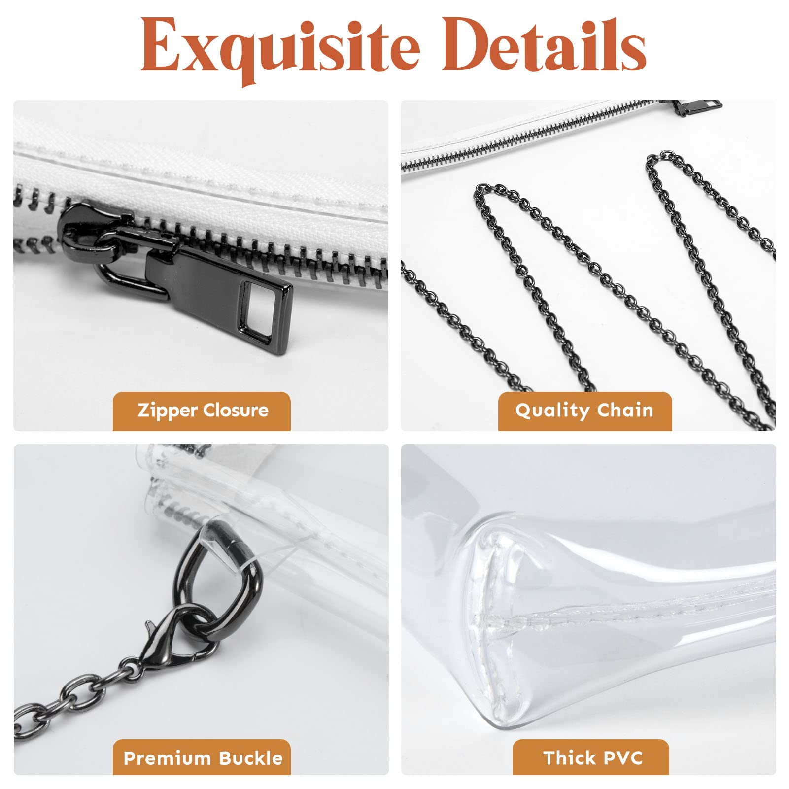 Lorbro Clear Purse for Women - Stadium Approved Transparent Crossbody Bag with Secure Zipper Closure | Perfect for Concerts, Sports Events & Travel | Fashionable & Functional Clear Handbag