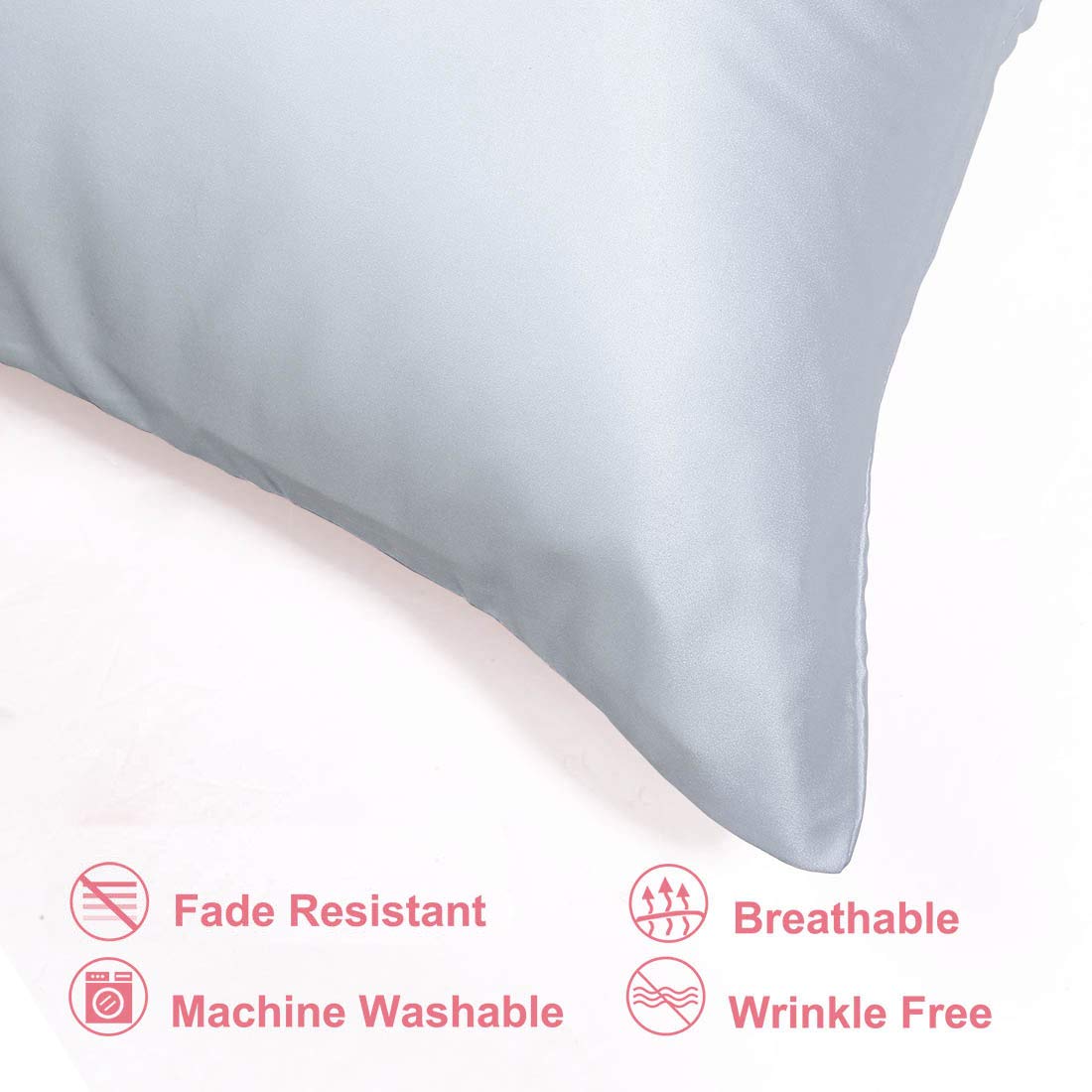 PiccoCasa Set of 4 Luxury Satin Pillowcases with Zipper - Super Silky Silver Pillow Covers 14x20 Inch for Bedroom & Travel - Perfect for Home Decor, Hotels, and Gifts