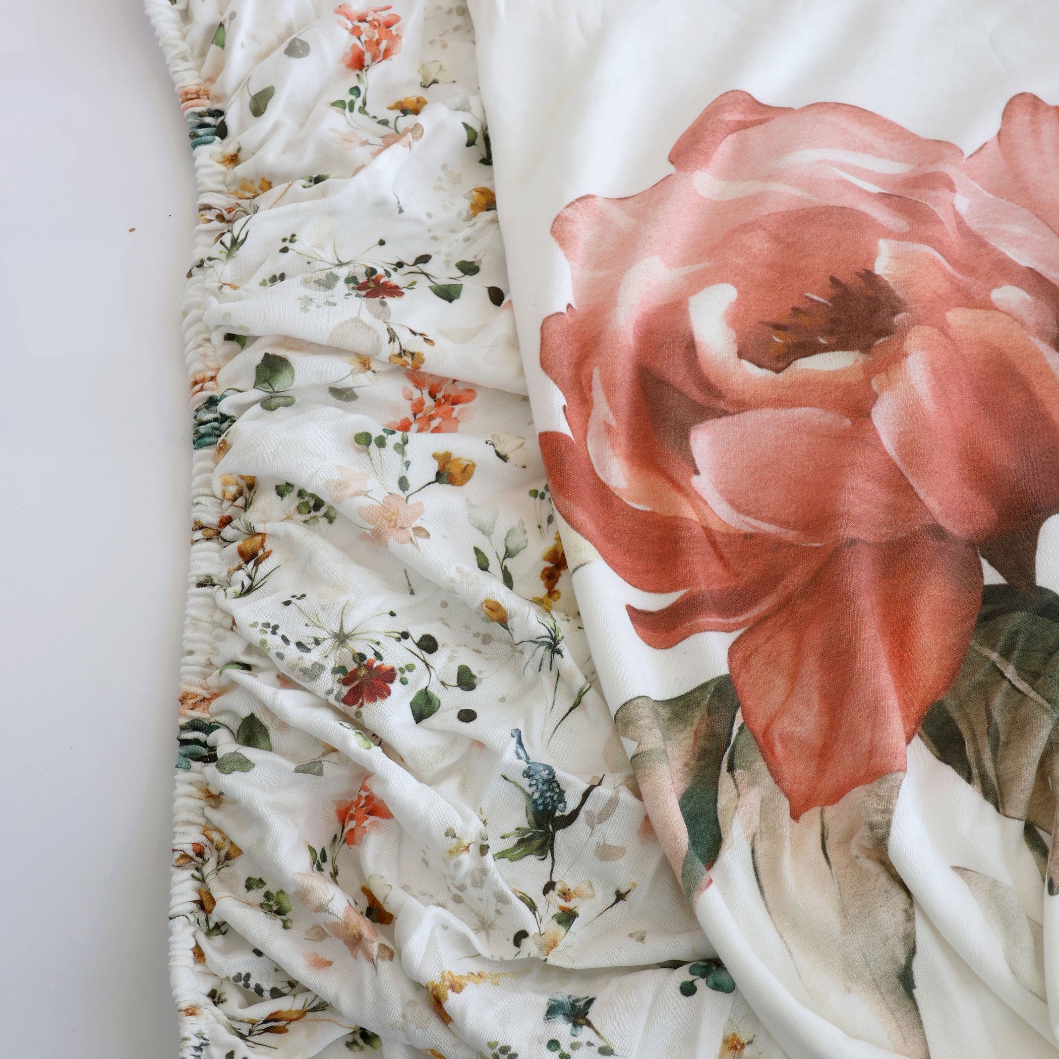 Peonies Bamboo 2-Pack Jersey Cotton Fitted Sheets - Soft Breathable Bed Sheets for Comfortable Sleep, Perfect for Home, Hotel, and Guest Room Use
