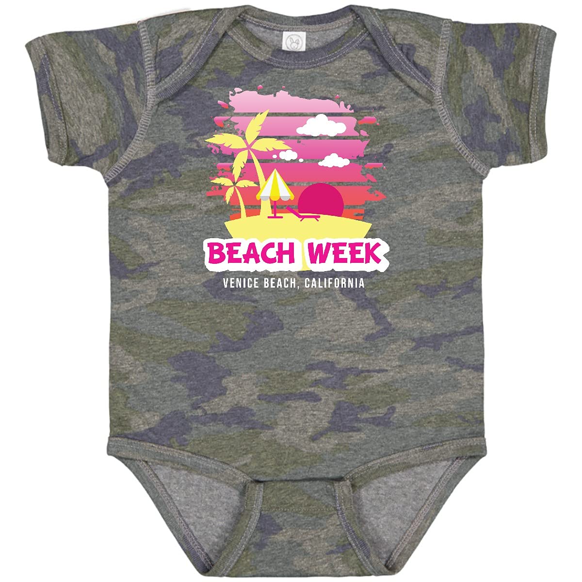Inktastic Venice Beach California Palm Trees Baby Bodysuit - Cute Beach Week Outfit for Infants & Toddlers - Perfect for Vacation, Family Photos & Summer Adventures
