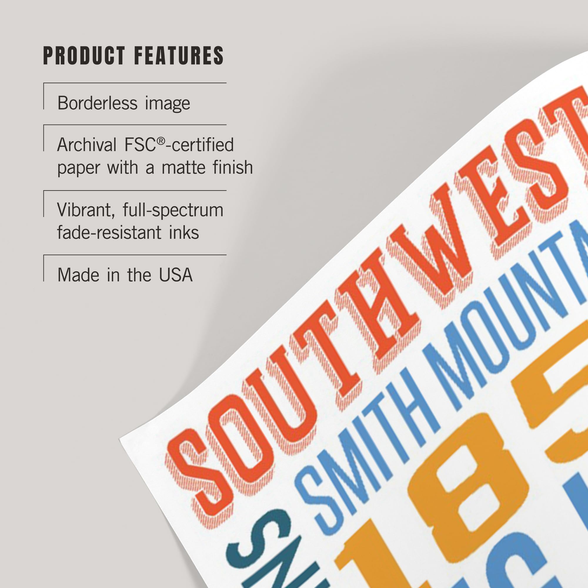 Lantern Press 16x24 Inch Virginia Southwest Typography Giclee Print Wall Art - Perfect for Home Decor, Office & Living Room