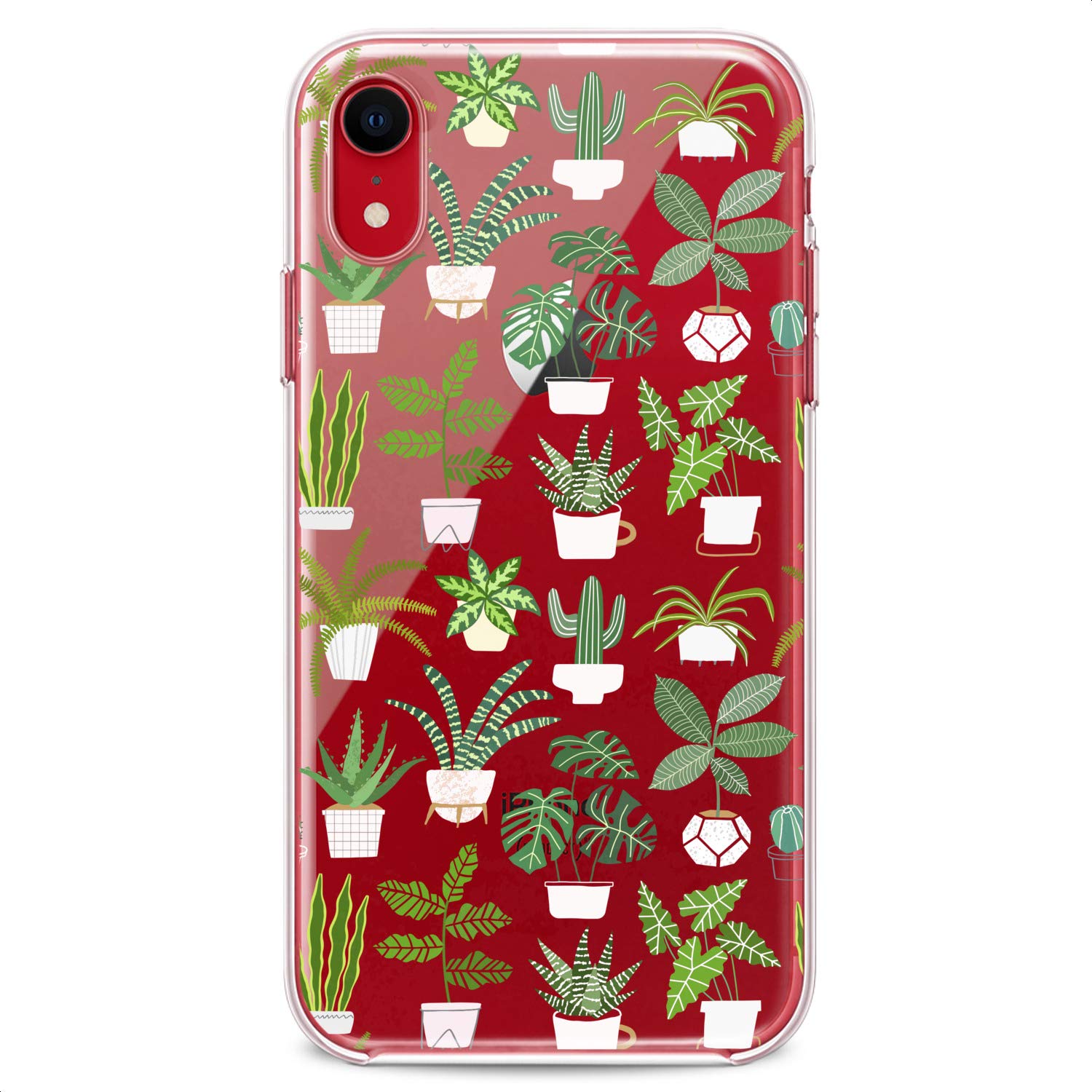 Premium TPU Phone Case for iPhone 16/15/14/13/12/11 Pro Max/Plus/Mini/XS/XR/X/8/7/6/5/SE - Slim Flexible Clear Silicone Cover with Tropical Plant & Potted Cute Print Design - Perfect for Women, Girls, Office & Daily Use
