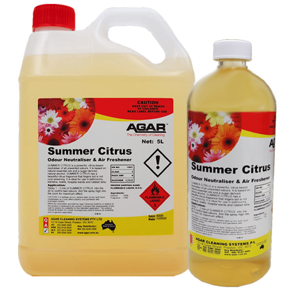 Agar Summer Citrus Odor Neutralizer & Air Freshener - Eliminate Bad Smells in Home, Car, Office & Bathroom | Long-Lasting Fresh Citrus Scent
