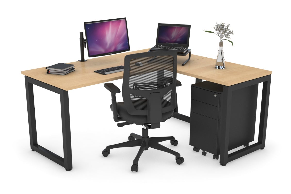 Quadro Loop Legs L-Shaped Corner Office Desk - 1800L x 1450W Dimensions, Ergonomic Home & Business Workspace Solution for Computer, Laptop, and Office Setup
