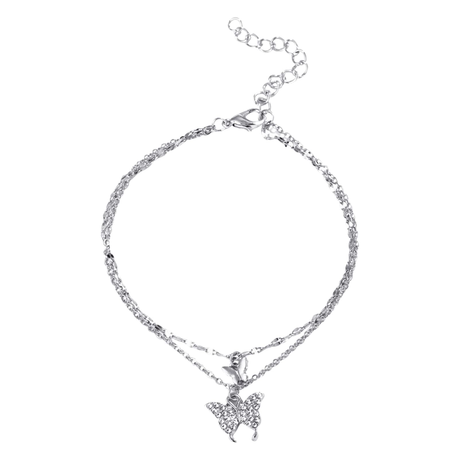 Boho Double Butterfly Anklet Chain for Women - Adjustable Beach Jewelry, Can Be Worn as Ankle Bracelet or Foot Chain - Copper (One Size) | Perfect for Summer, Vacations, Music Festivals and Boho Fashion