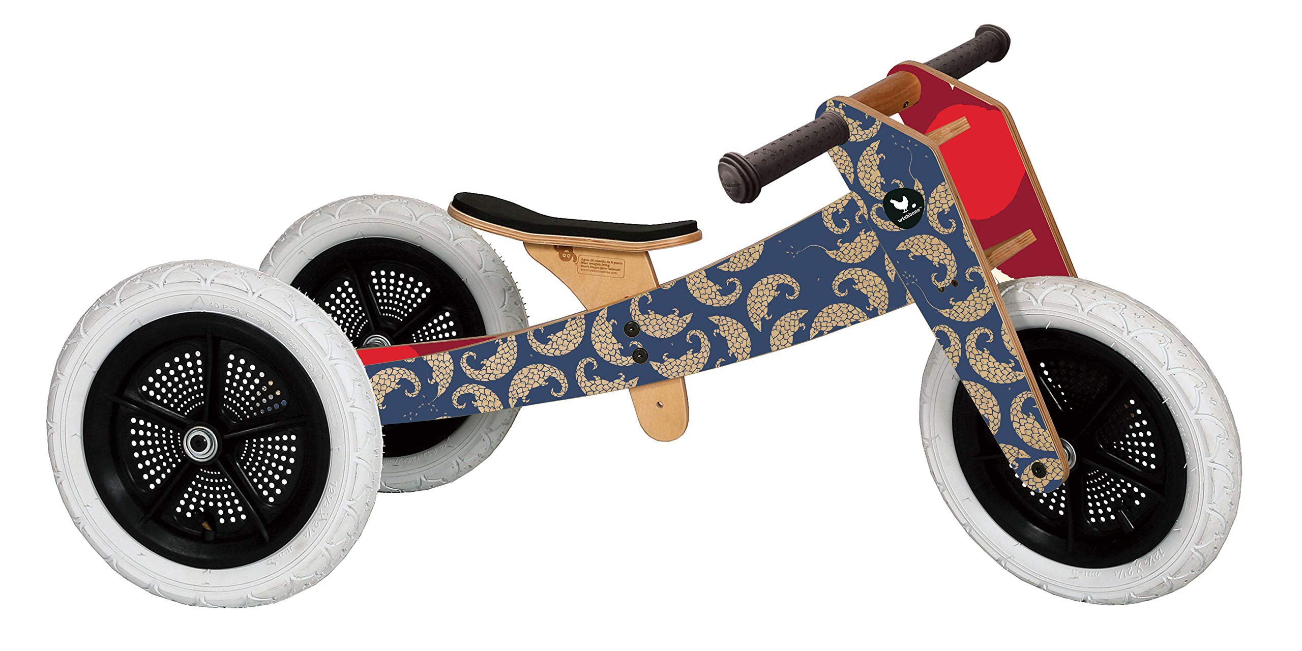 Wishbone 3-in-1 Designer Wooden Balance Bike & Walker for Kids Ages 1-5 | Convertible Toddler Bike, Push Bike & Ride-On Toy | Perfect for Indoor Play, Outdoor Adventures & Learning to Ride (Pangolin Style)