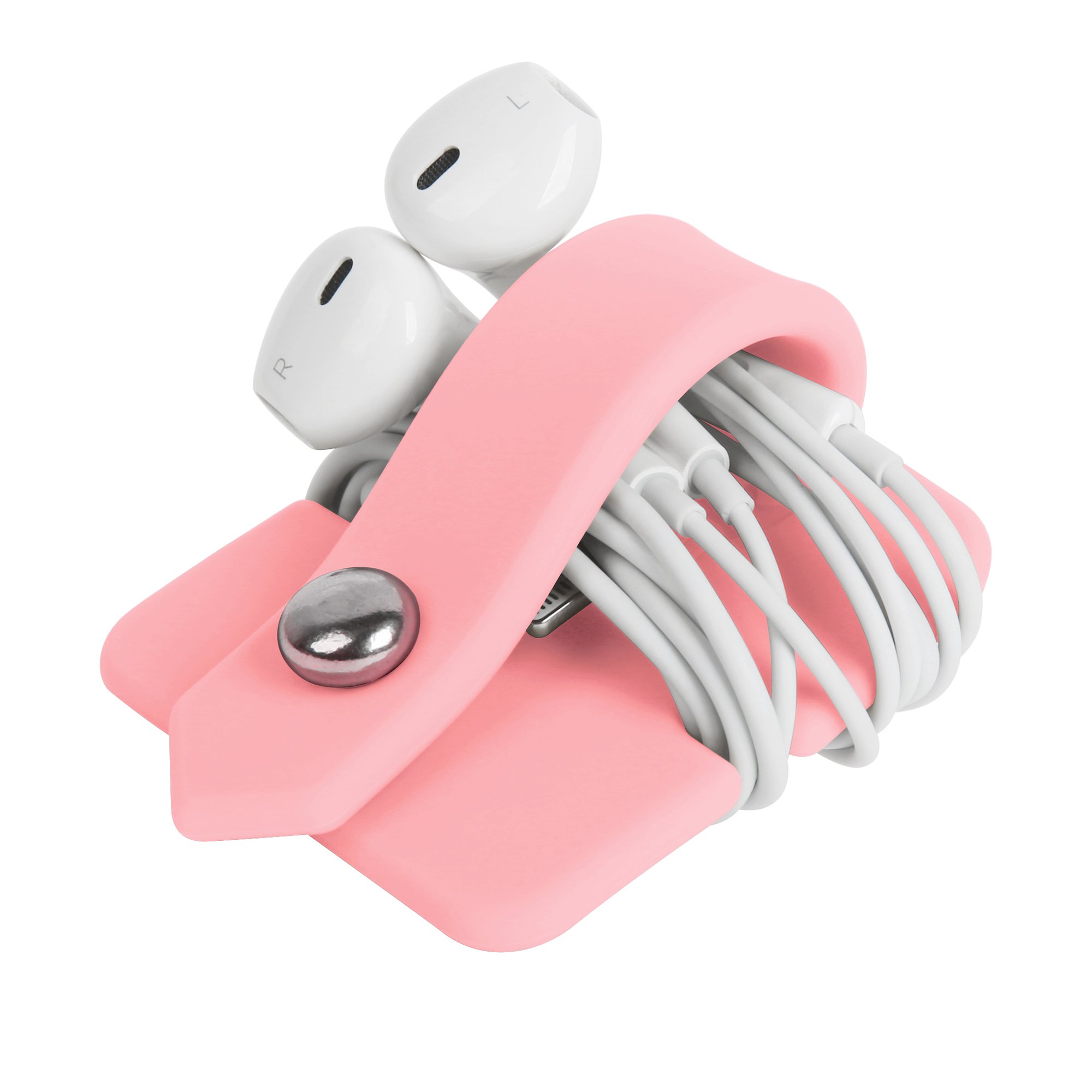 ELFRhino Premium Cord Organizer for Earbuds & Headphones - Cable Winder, Earphone Wrap & Storage Case (Pink) - Perfect for Travel, Office & Home Organization