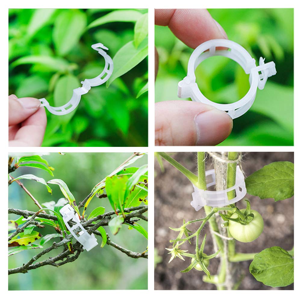 300 PCS White Plant Support Garden Clips - Durable Tomato Vine & Flower Clips for Healthy Growth | Perfect for Orchids, Tomatoes & Vine Plants | Indoor & Outdoor Gardening Essential
