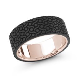 14K White Gold Inlaid Carbon Fiber Men's Ring - 7mm Wide Band for Wedding, Engagement & Everyday Wear