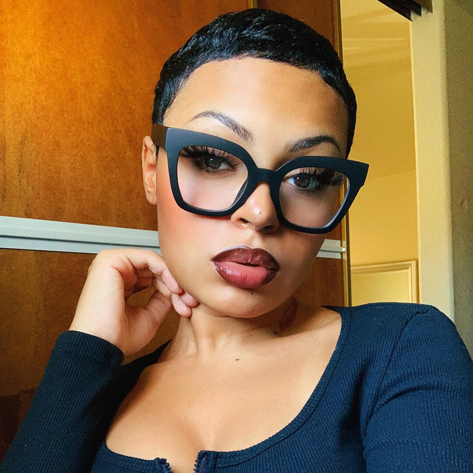 Zeelool Trendy Rectangle Blue Light Blocking Glasses for Women | TR90 Lightweight Eyewear | Computer & Gaming Glasses | VFT0269-03 Black Frame with Clear Lens | Perfect for Office Work & Digital Screen Use