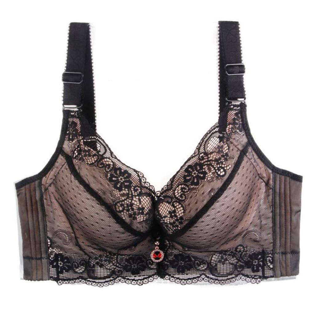 HANZHAN Women's Backless Bra - Breathable Adjustable Lace Bralette with Front Closure - Comfortable Wireless Bra for Women (Black, 34B) - Perfect for Evening Wear, Weddings & Special Occasions