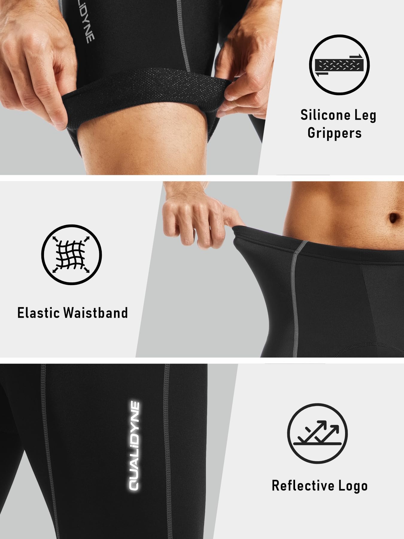 Qualidyne Men's Cycling Shorts with 3D Padded Liner - Breathable Bike Pants for Road & Mountain Biking - Perfect for Long Distance Cycling and Outdoor Sports