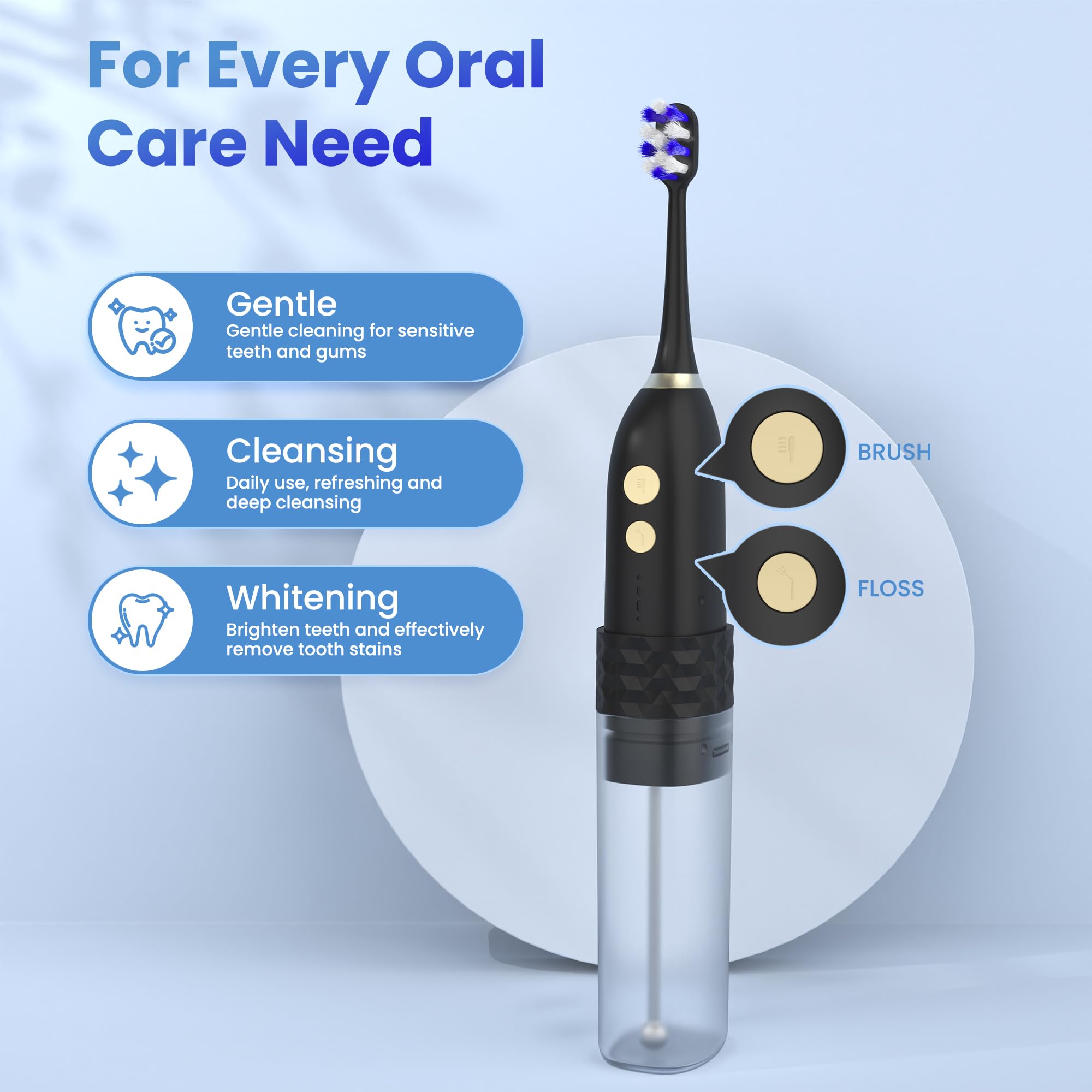 Portable Water Flosser & Electric Toothbrush Combo - 2-in-1 Dental Cleaning Kit with 3 Modes, IPX7 Waterproof for Travel & Home Use - Perfect for Braces, Implants & Gum Care (Black)