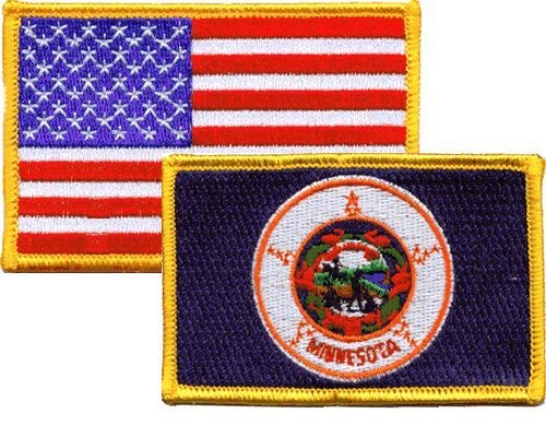 Minnesota/USA Flag Iron-on Embroidered Patch Combo Pack - Patriotic Sewing Patches for Jackets, Hats, Bags & DIY Crafts