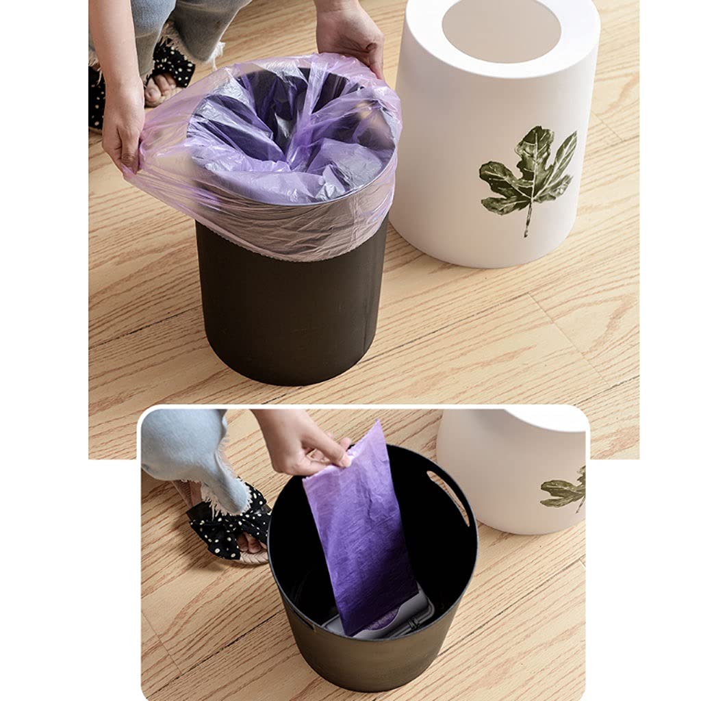 White Double-Layer Plastic Trash Can with Pressure Ring - Waterproof Round Garbage Bin for Home & Office - Creative Storage Solution for Kitchen, Bathroom, and Workspace (Size C)