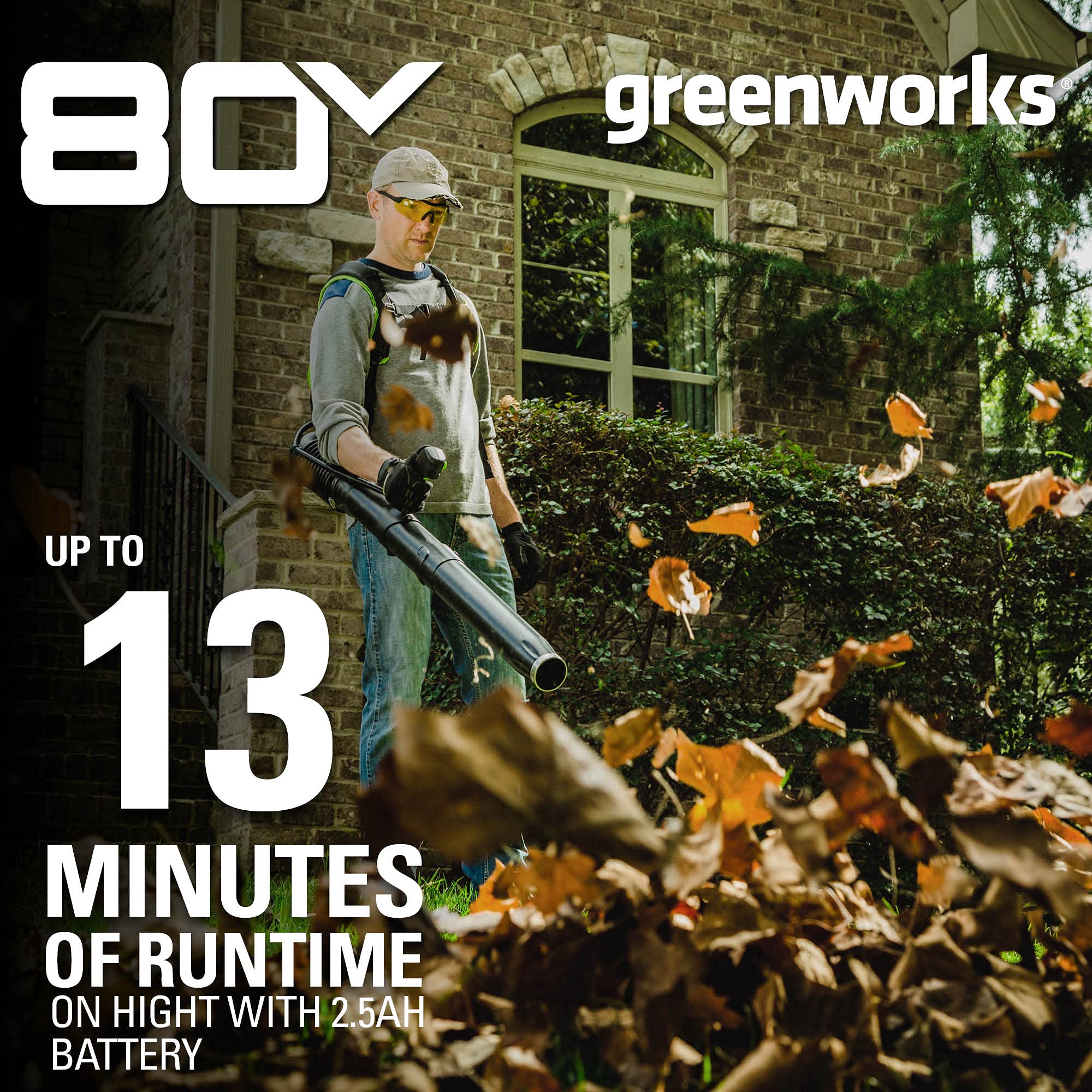 Greenworks 80V Cordless Brushless Backpack Leaf Blower - 180 MPH, 610 CFM, 75+ Tool Compatible (Tool Only) - Perfect for Yard Cleanup, Landscaping & Professional Use