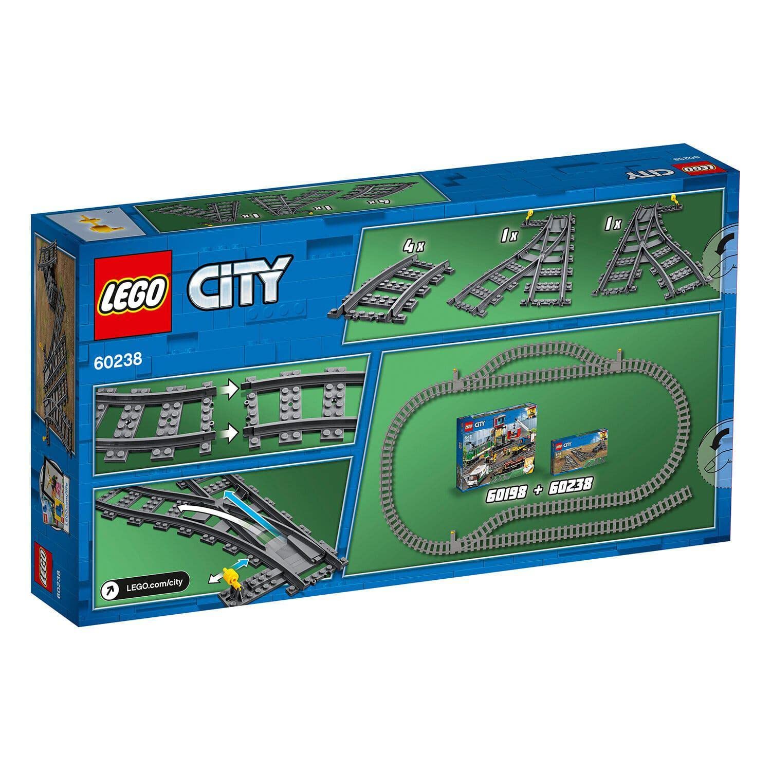 LEGO 60238 City Train Tracks Switch Track Building Toy Set for Kids Ages 5-12 | Compatible with Toy Trains & Railway Tracks | Perfect for Creative Play & Train Layouts