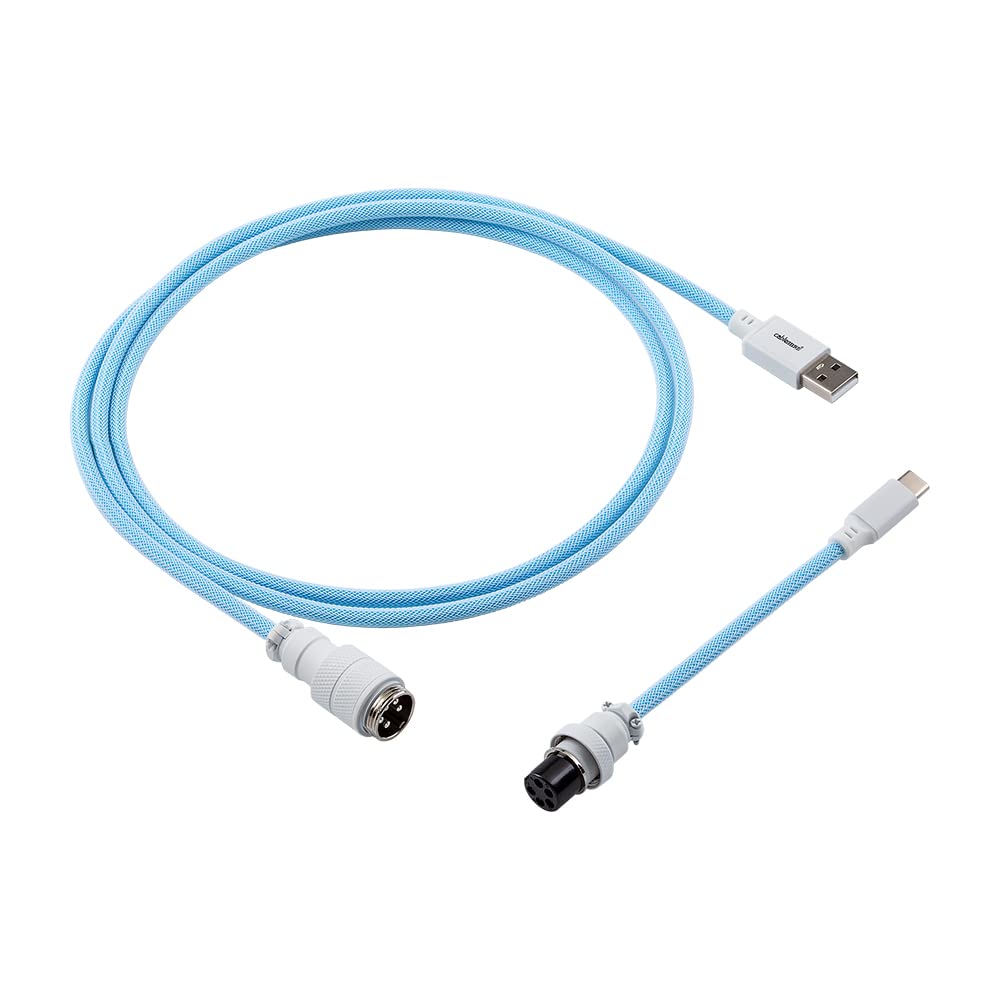 CableMod Pro Straight Keyboard Cable - USB A to USB C 5.9ft (150cm) - Blueberry Cheesecake Color - Premium Braided USB Cable for Mechanical Keyboards - Perfect for Gaming, Office & Home Setup