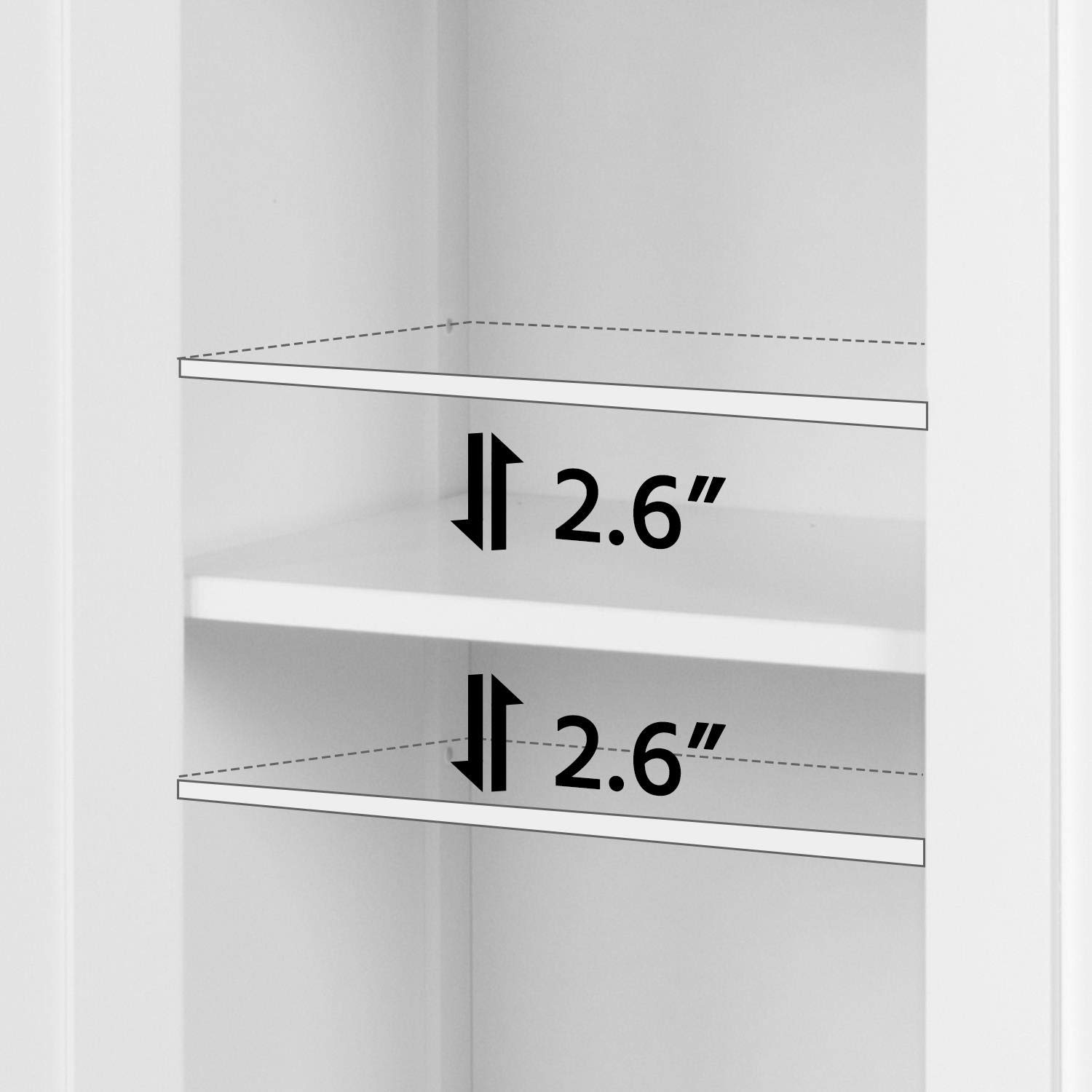 Topeakmart White Bathroom Floor Cabinet with Double Doors - Free Standing Storage Cabinet with Adjustable Shelves & Anti-Tipping Design | Perfect for Bathroom Organization, Small Space Storage & Home Decor