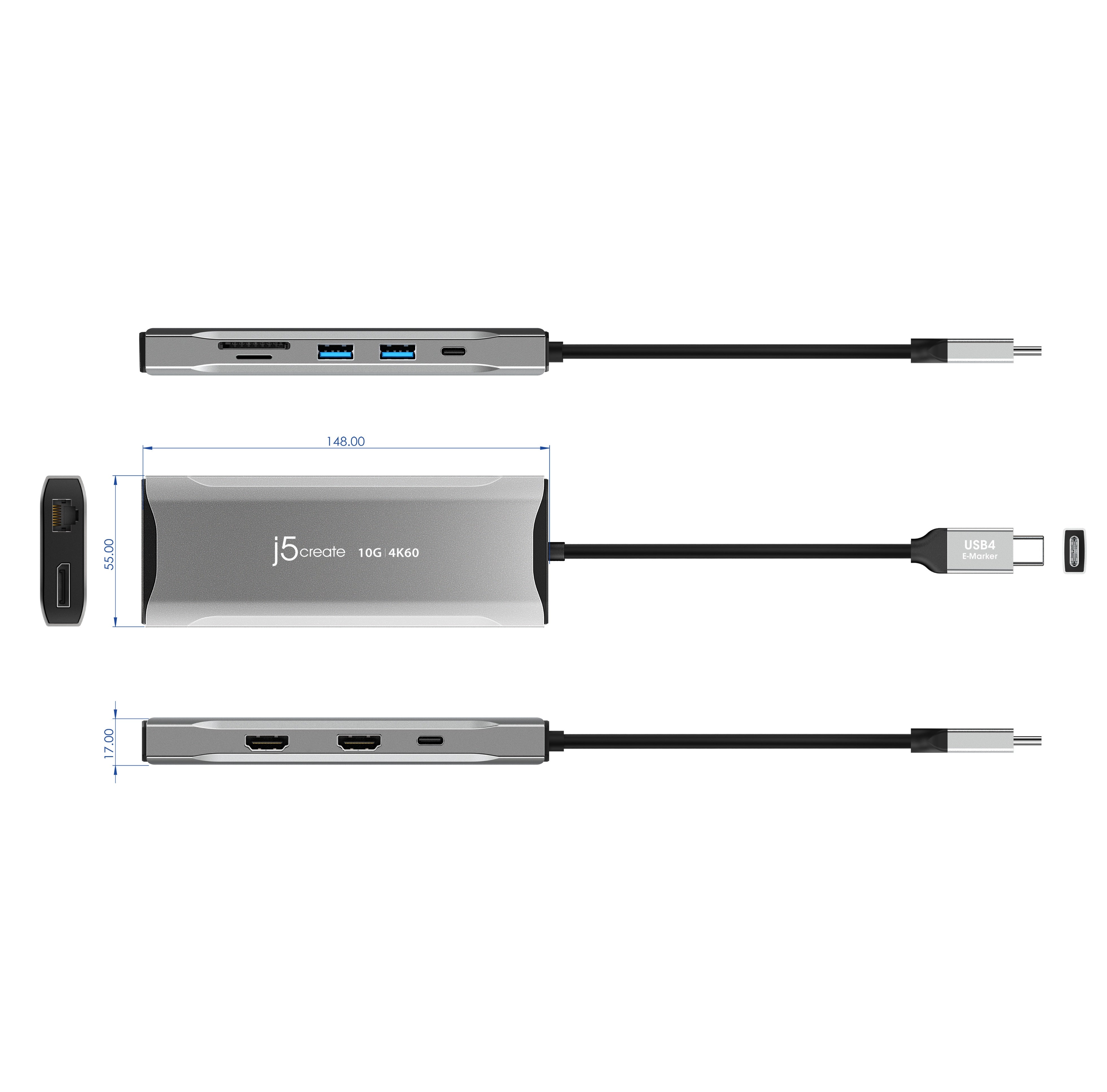 4K60 Elite USB C Triple Monitor 10Gbps Mini Docking Station - Perfect for Home Office, Gaming & Multi-Task Setup