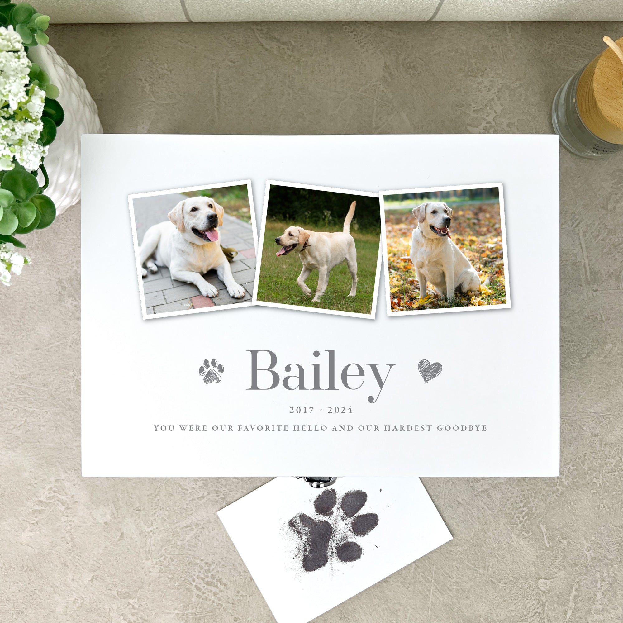 Personalized Pet Memorial Keepsake Box - Engraved White Wooden Photo Frame for Dogs & Cats - 3 Sizes (22cm, 27cm, 30cm) - Perfect for Pet Ashes, Collars & Memories - Home Memorial Display & Gift Idea
