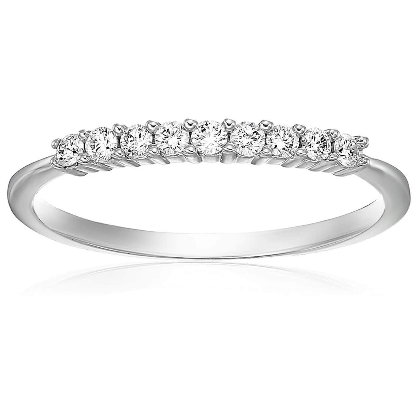 1/3 Carat Diamond Wedding Band for Women - Certified I1-I2 Clarity, 14K White Gold with 9 Stones, Size 4.5-10 | Elegant Bridal Ring, Anniversary Gift & Everyday Luxury Jewelry