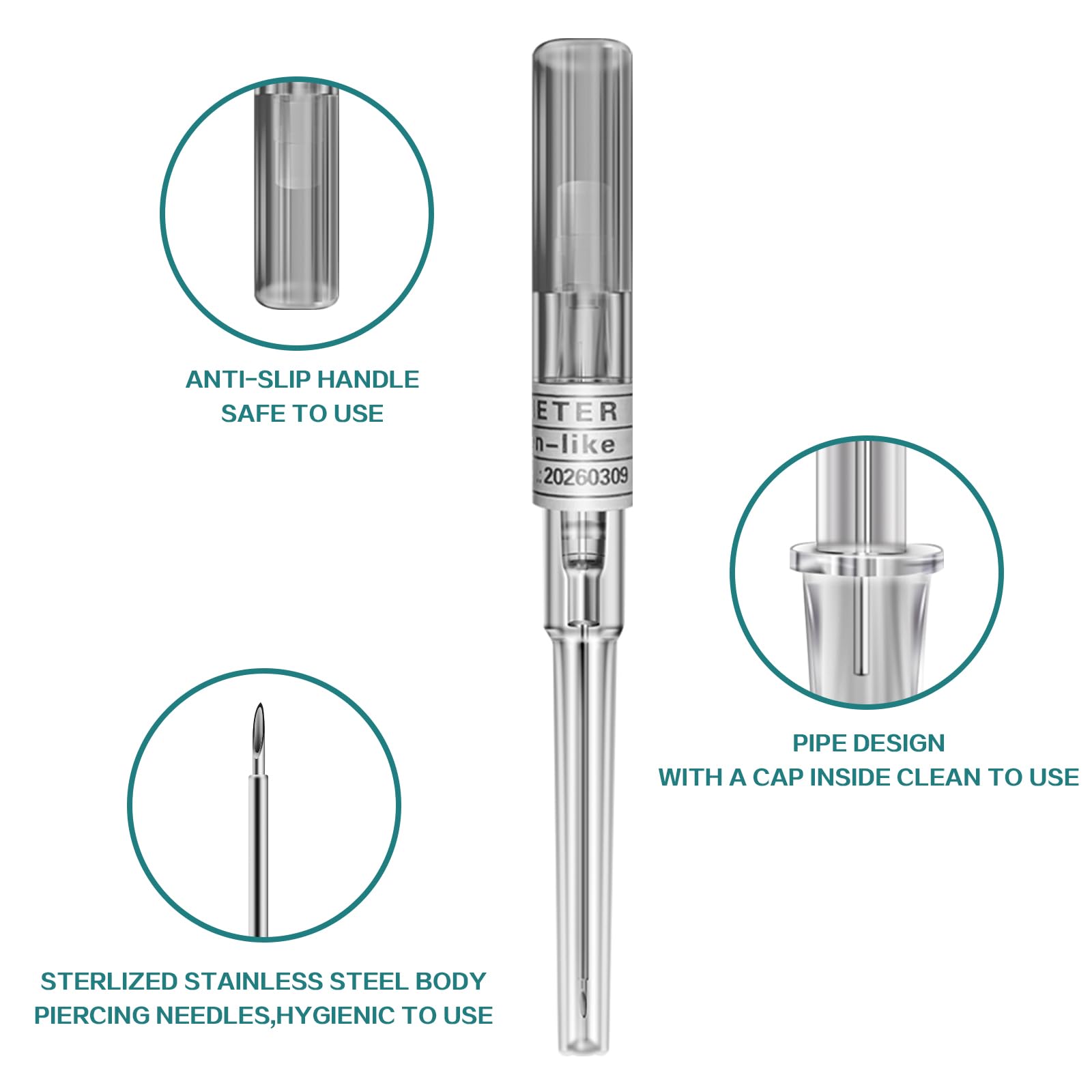 **CINRA 10Pcs 16G Stainless Steel Hollow Piercing Needles - IV Catheter Needles for Ear, Nose, Lip, Tongue, Belly, Nipple & Cartilage Piercing - Professional Body Jewelry Kit for Safe & Precise Piercing**    *(Use Cases: Ideal for professional piercers, tattoo artists, or DIY body modification enthusiasts looking for high-quality, sterile needles for safe and hygienic piercings.)*