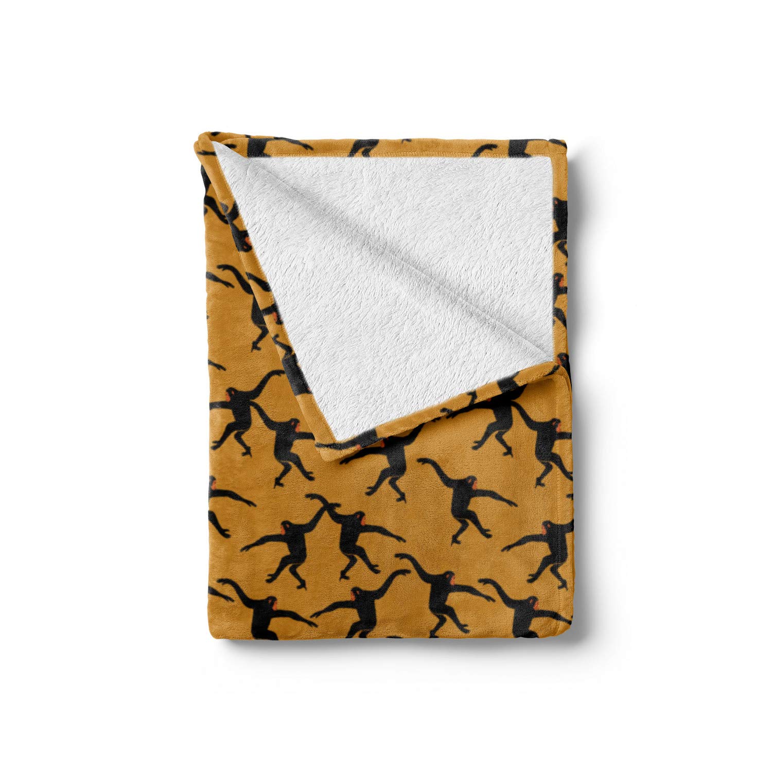 Ambesonne Gorilla Throw Blanket - Soft Flannel Fleece Blanket with Jumping Monkey Silhouette Pattern, 50