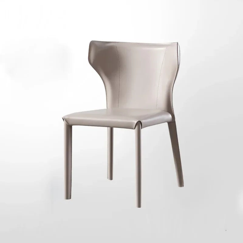Italian Minimalist Saddle Leather Dining Chair - Handcrafted Genuine Leather Seat - Modern Farmhouse Kitchen & Dining Room Furniture - Perfect for Home, Restaurant, and Cafe Decor