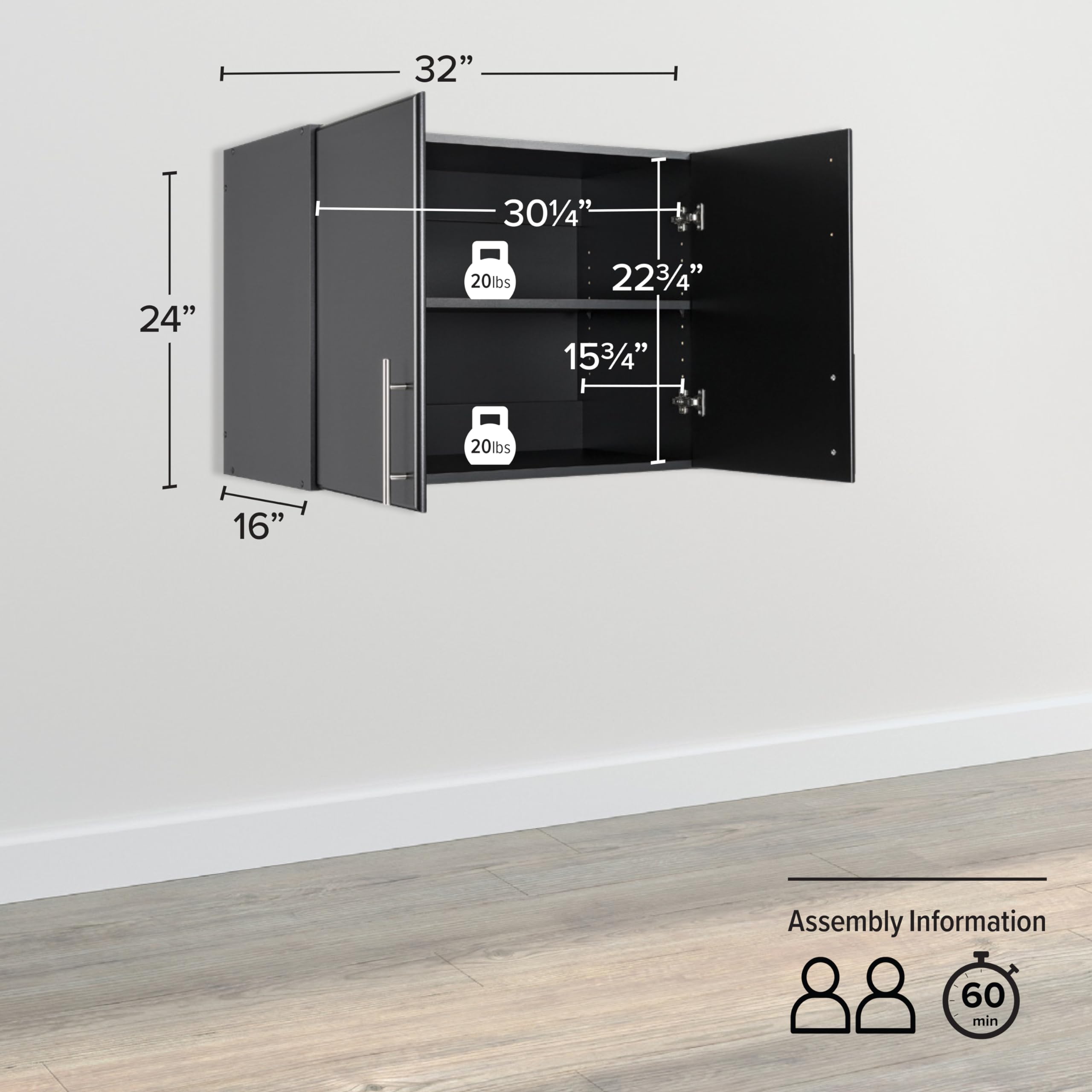 Prepac Black Storage Cabinet - 16