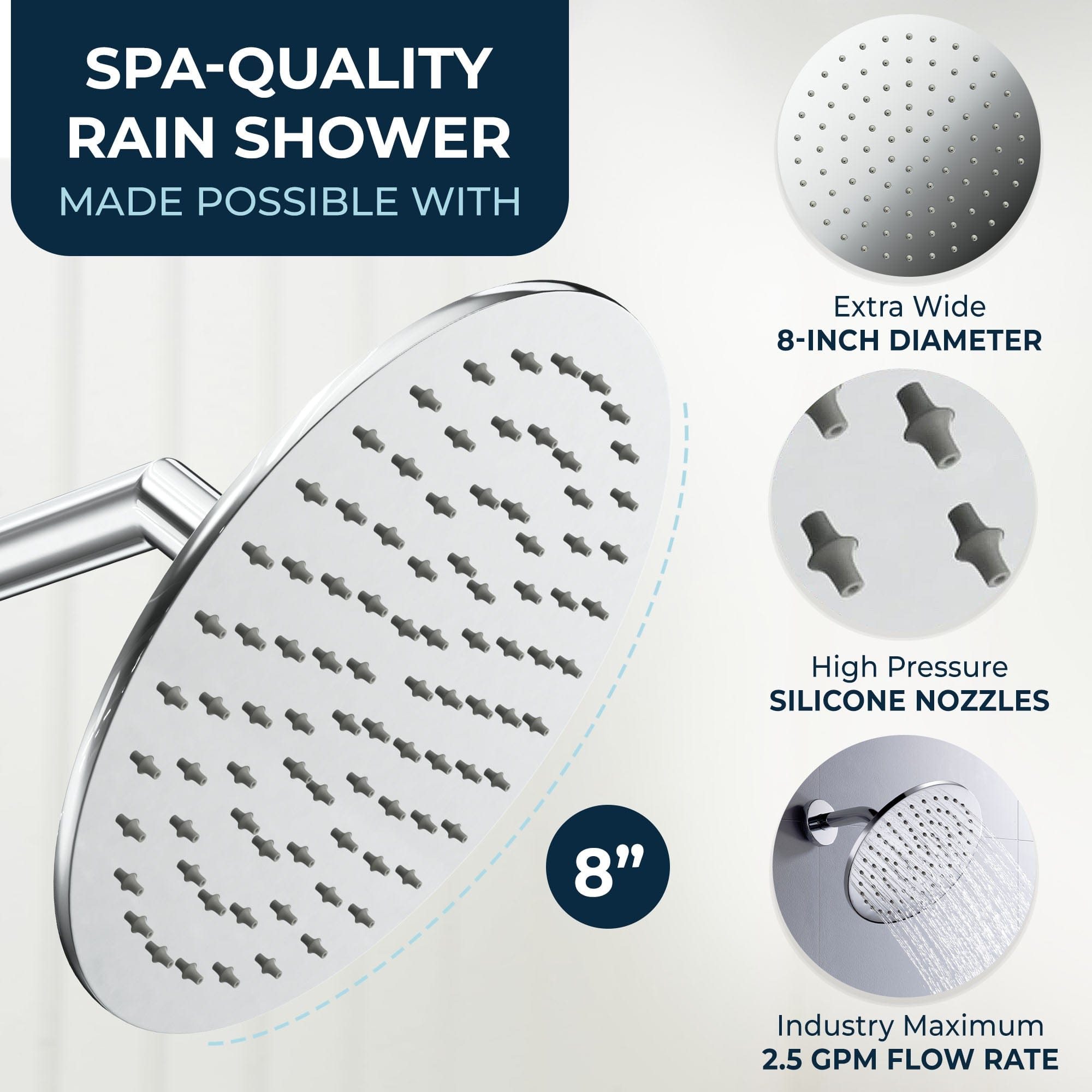 Premium All-Metal Dual Shower Head with Adjustable Arm & Wall Mount - 2.5 GPM Flow Rate - Perfect for Spa-Like Bathroom Upgrades & Water-Saving Home Renovations