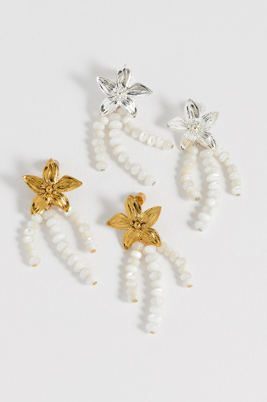 Elegant Flower Pearl Drop Earrings for Women - Dainty Floral Pearl Dangle Earrings - Perfect for Weddings, Parties & Special Occasions