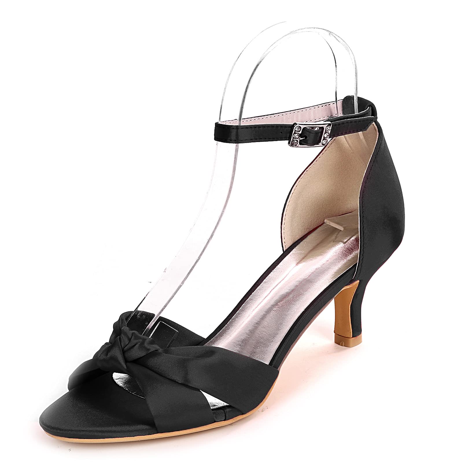 Elegant Open Toe High Heel Sandals for Women - Comfortable Satin Bridal Shoes with Ankle Strap Buckle for Wedding, Party & Evening Events | Perfect for Brides, Bridesmaids & Formal Occasions