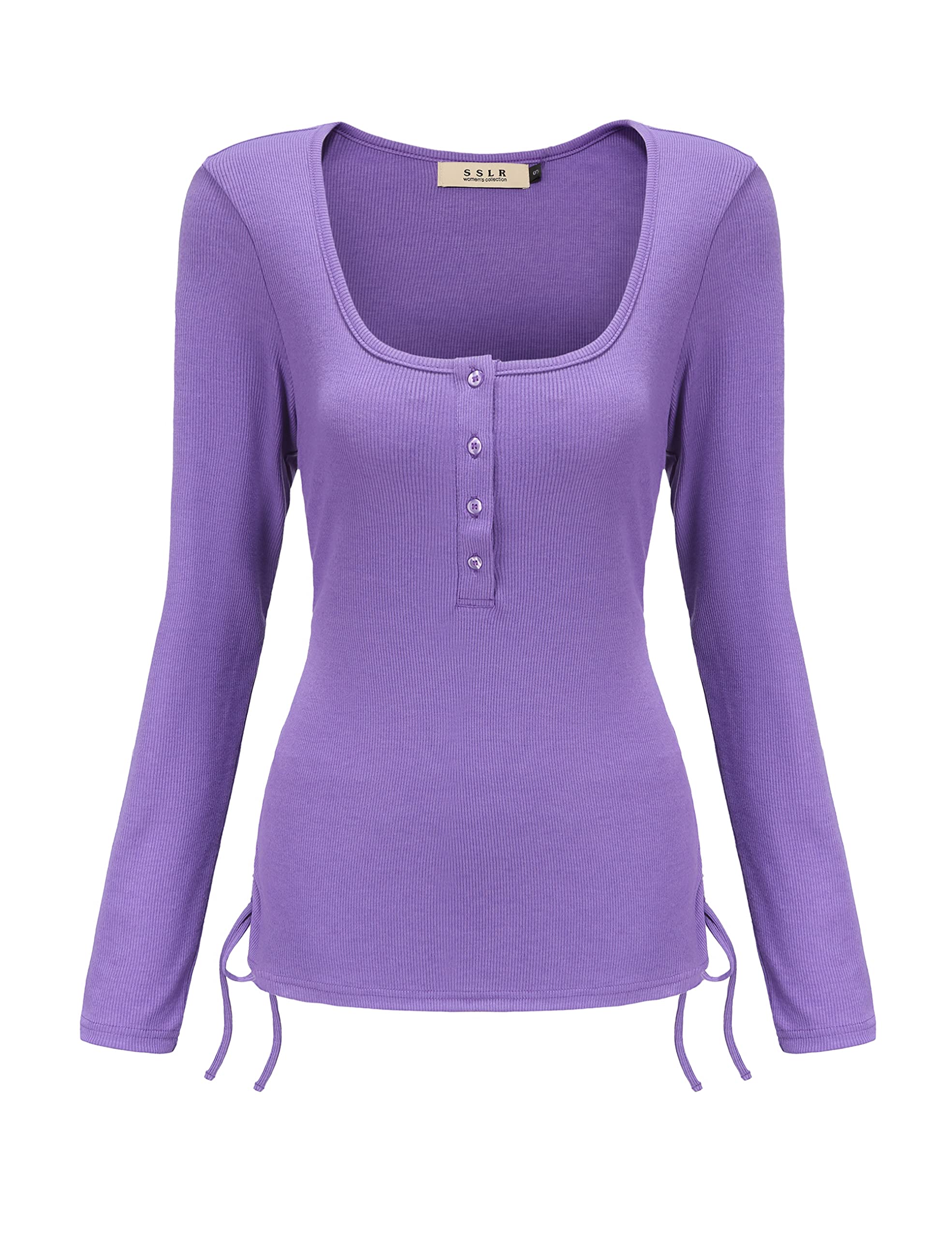 Square Neck Long Sleeve Tops for Women - Slim Fit Sexy Plain T-Shirts | Summer Casual Wear for Date Night & Office Outfits