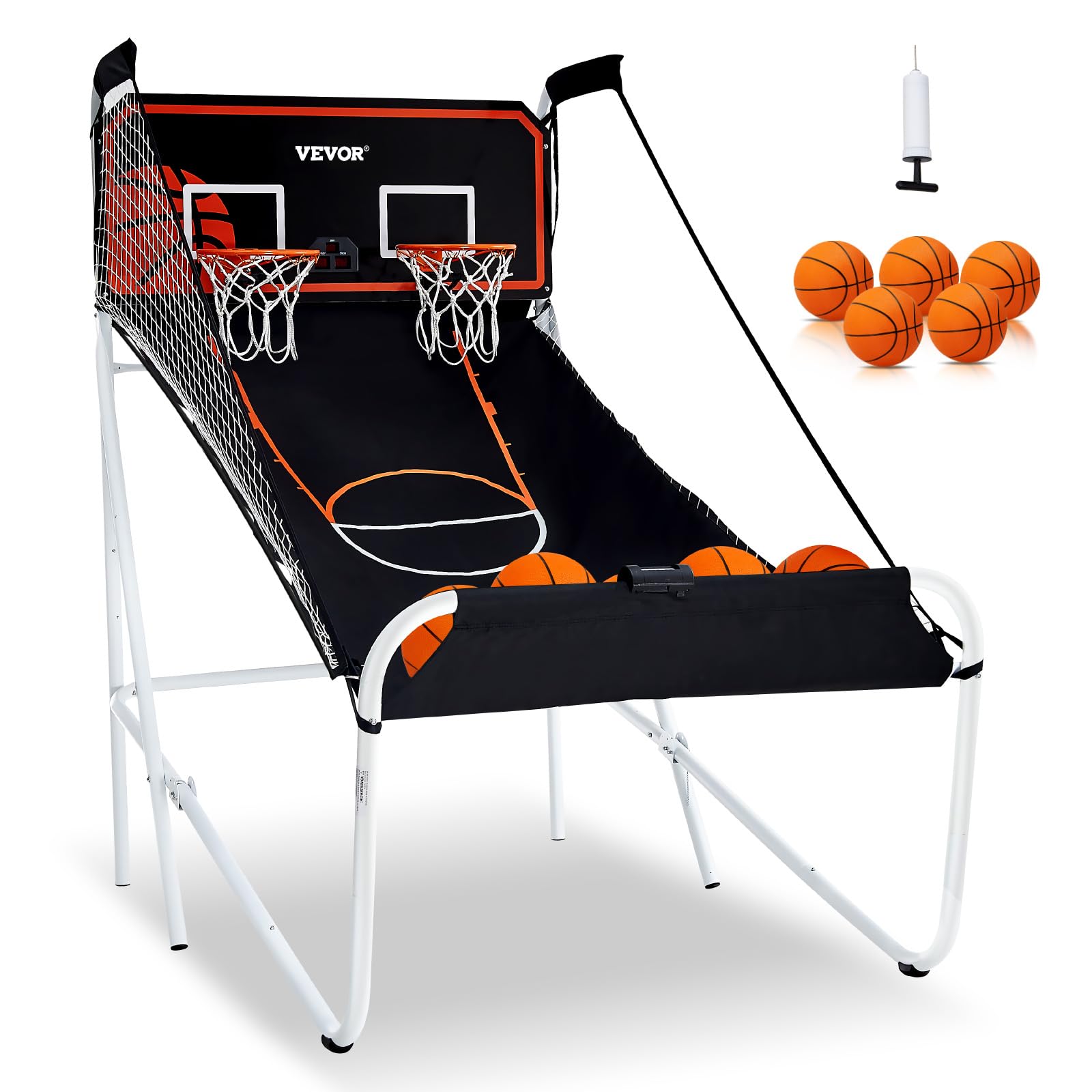 VEVOR 2 Player Basketball Arcade Game - Indoor Electronic Basketball Hoop with 8 Game Modes, Scoreboard & Air Pump - Fun Home Sports Game for Kids & Adults - Perfect for Game Rooms, Parties & Family Entertainment