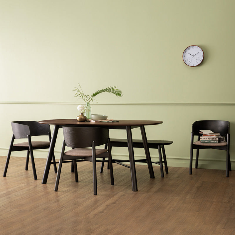 HAROLD 160cm Walnut & Black Dining Table - Modern Wooden Kitchen Table for Small Spaces, Dining Room, and Family Gatherings