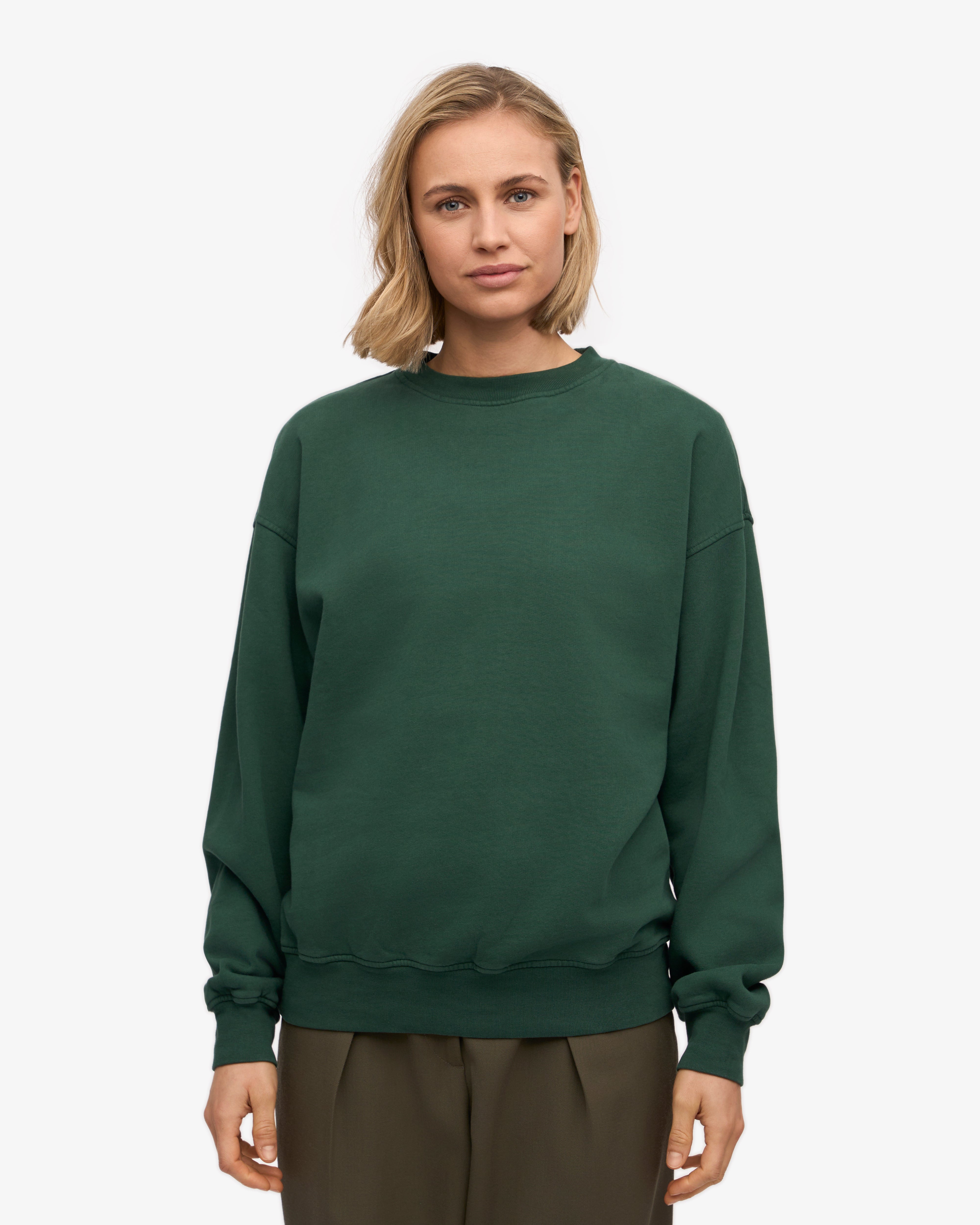 Organic Oversized Crewneck Sweatshirt - Emerald Green - Soft & Comfortable Pullover for Women - Perfect for Casual Wear, Loungewear & Cozy Outfits