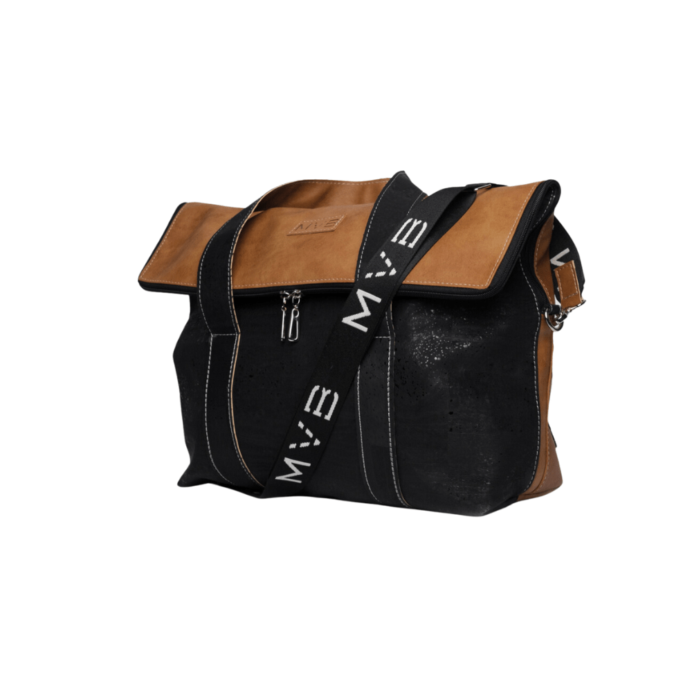 Vegan Cork Messenger Bag for Women & Men - Versatile & Stylish The Versa Flop in Black & Camel - Perfect for Work, Travel & Everyday Use