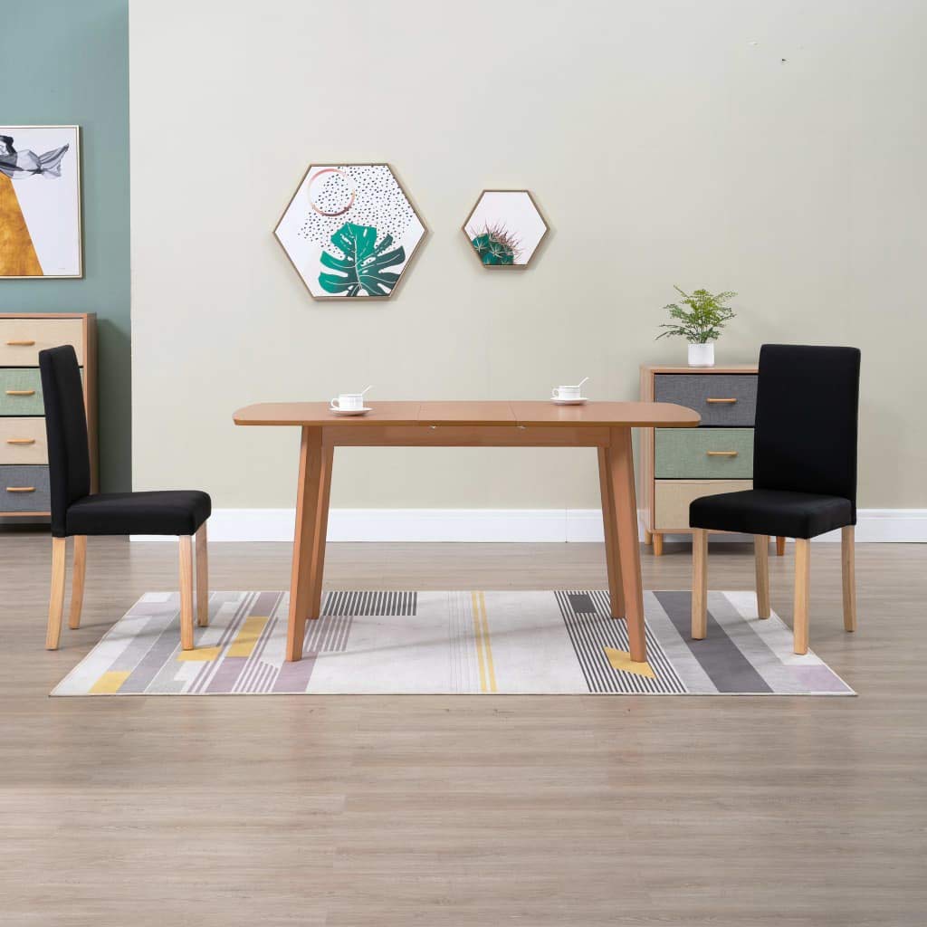 H.BETTER Modern Fabric Dining Chairs Set of 2 - Padded Seat Kitchen & Dining Room Chairs with Sturdy Wooden Legs in Black | Perfect for Small Spaces, Breakfast Nooks & Contemporary Home Decor