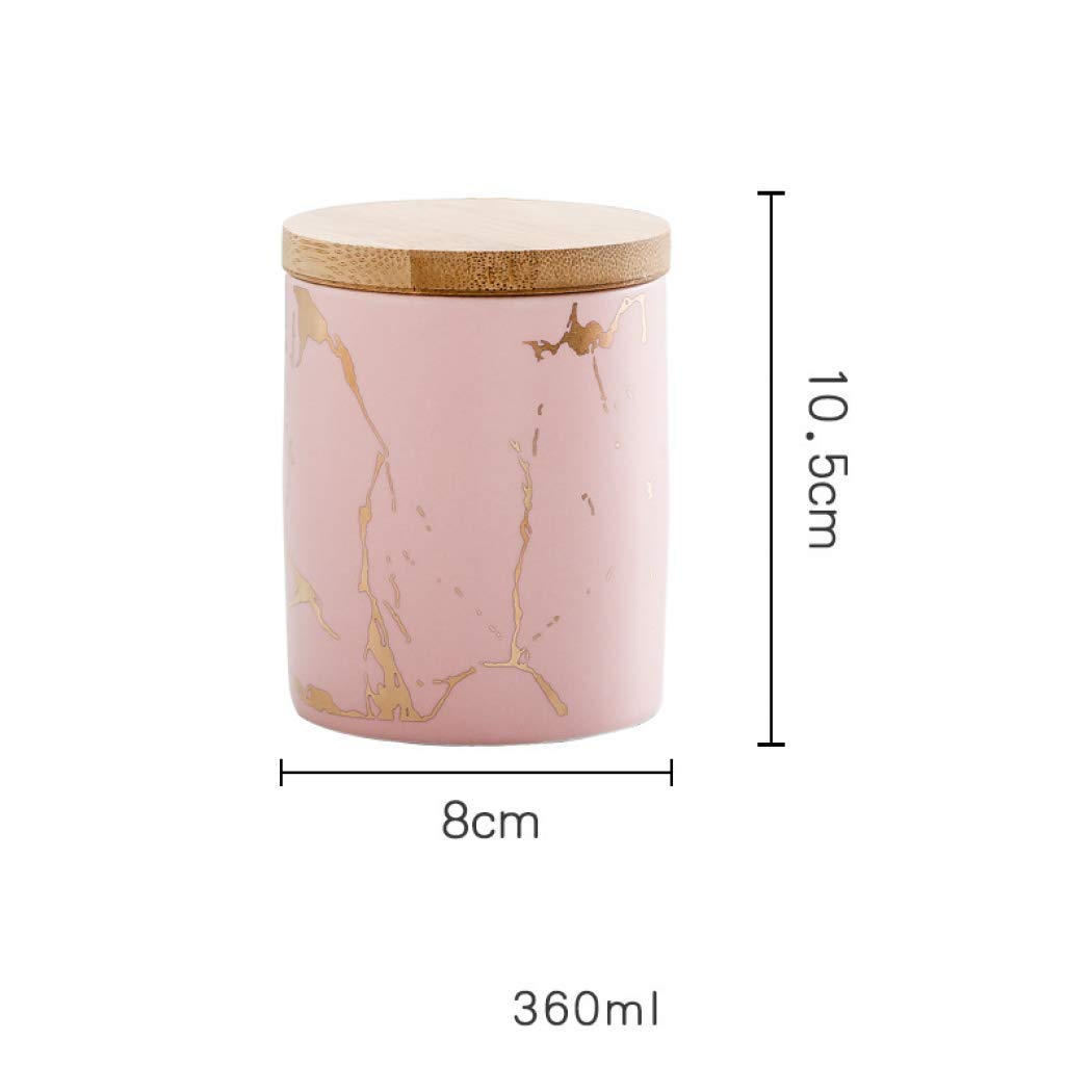 Modern Marbled Ceramic Food Storage Jar with Bamboo Lid - Airtight Container for Tea, Coffee, Spices, Nuts & Snacks (Pink) | Perfect for Kitchen Pantry Organization & Stylish Countertop Display
