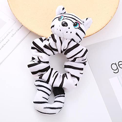 **Cute Cartoon Animal Hair Ties - Elastic Striped Tiger Scrunchies & Ponytail Holders for Girls | Hair Accessories for School, Sports & Everyday Use**