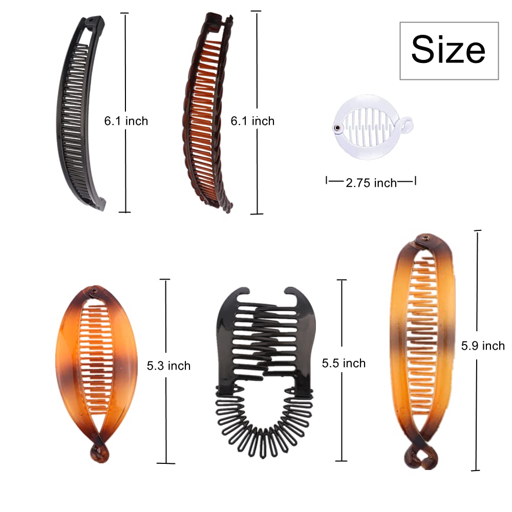 18 Pieces Large Double Comb Fishtail Banana Clips for Thick Hair and Ponytails - Classic Hair Clips for Women and Girls - Perfect for School, Work, Parties and Everyday Styling