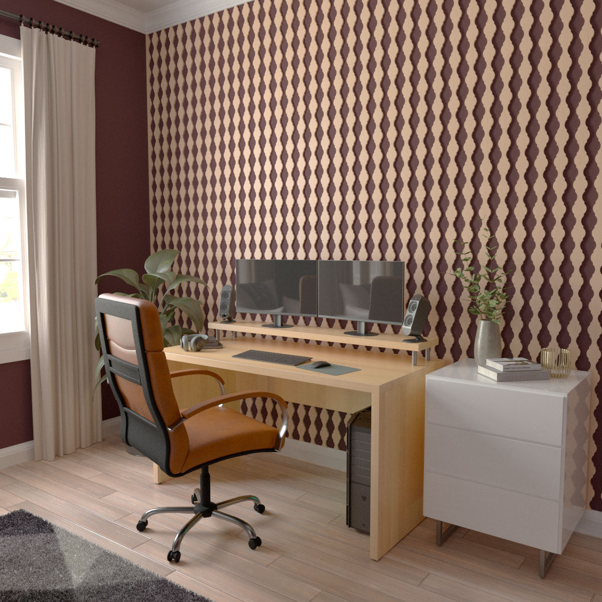 Casablanca Adjustable Wood Slat Wall Kit - DIY Modern Room Divider for Home Office, Bedroom & Living Room Decoration